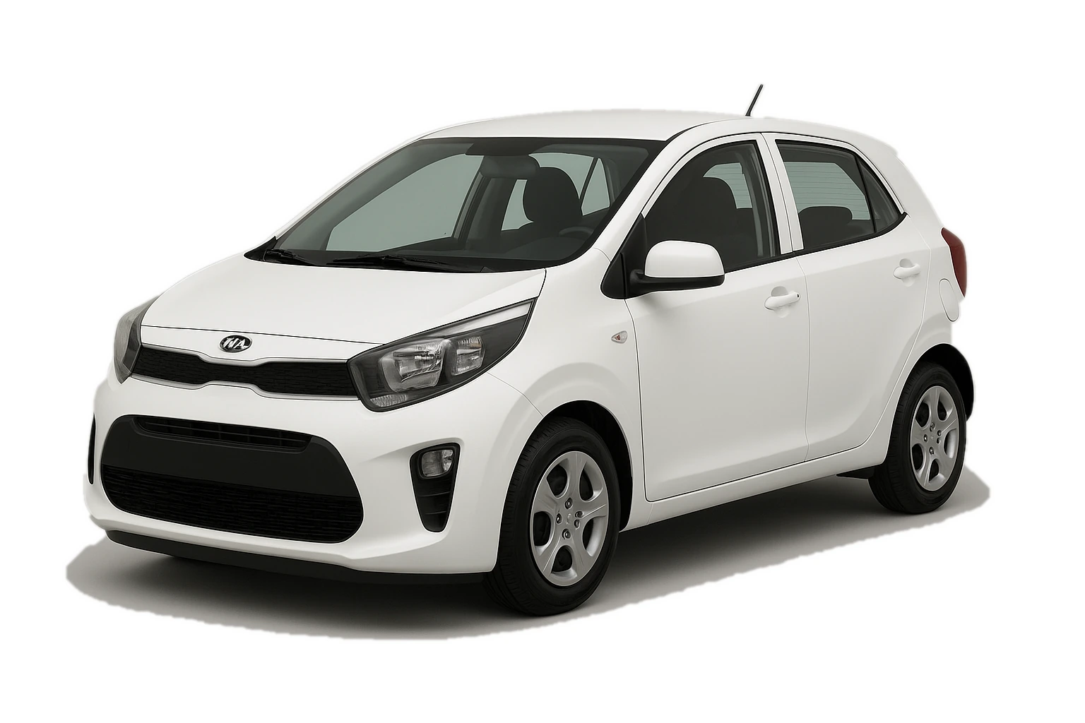White Kia Picanto rental car for sailors at Marina du Marin in Martinique